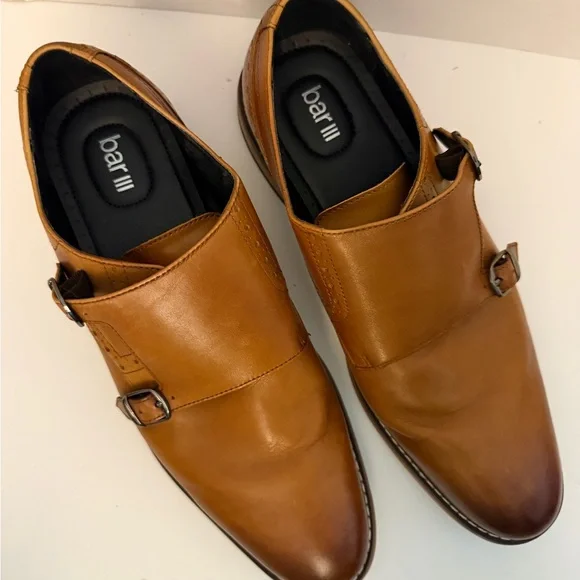 Bar III Tan Jesse Leather Men's Monk Strap Oxfords Men’s 12 - Picture 2 of 12